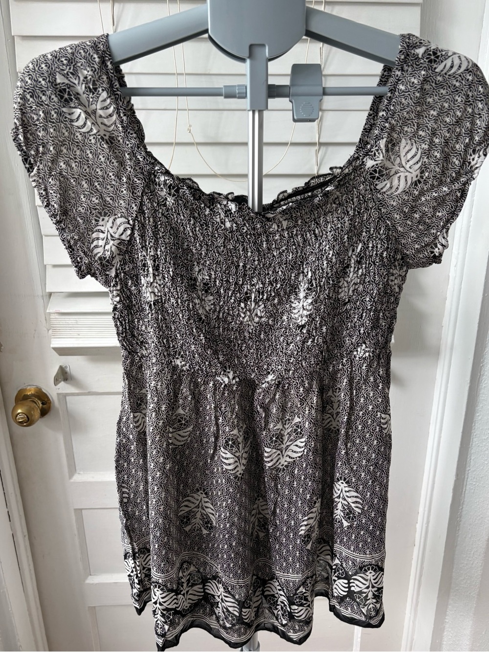 NWT Angie Boho Peasant Blouse Smocked Puff Sleeve Cottagecore Festival Top S